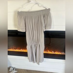 Ramy Brook Gray Off-Shoulder Blouson Mini Dress XS